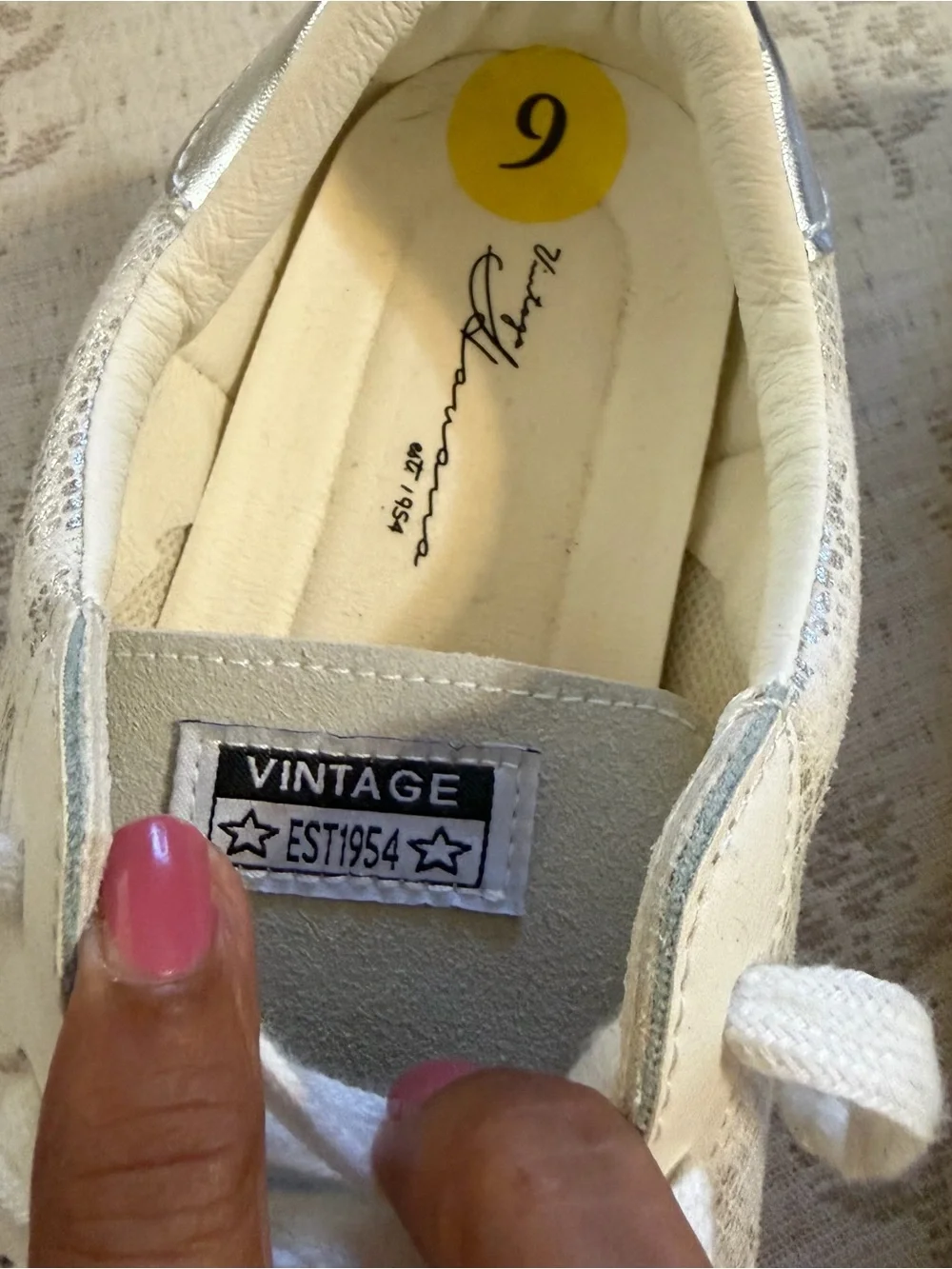 Vintage Havana Carla Silver Snake Grey White Suede Lace-Up Sneakers Sz 9 NWOB